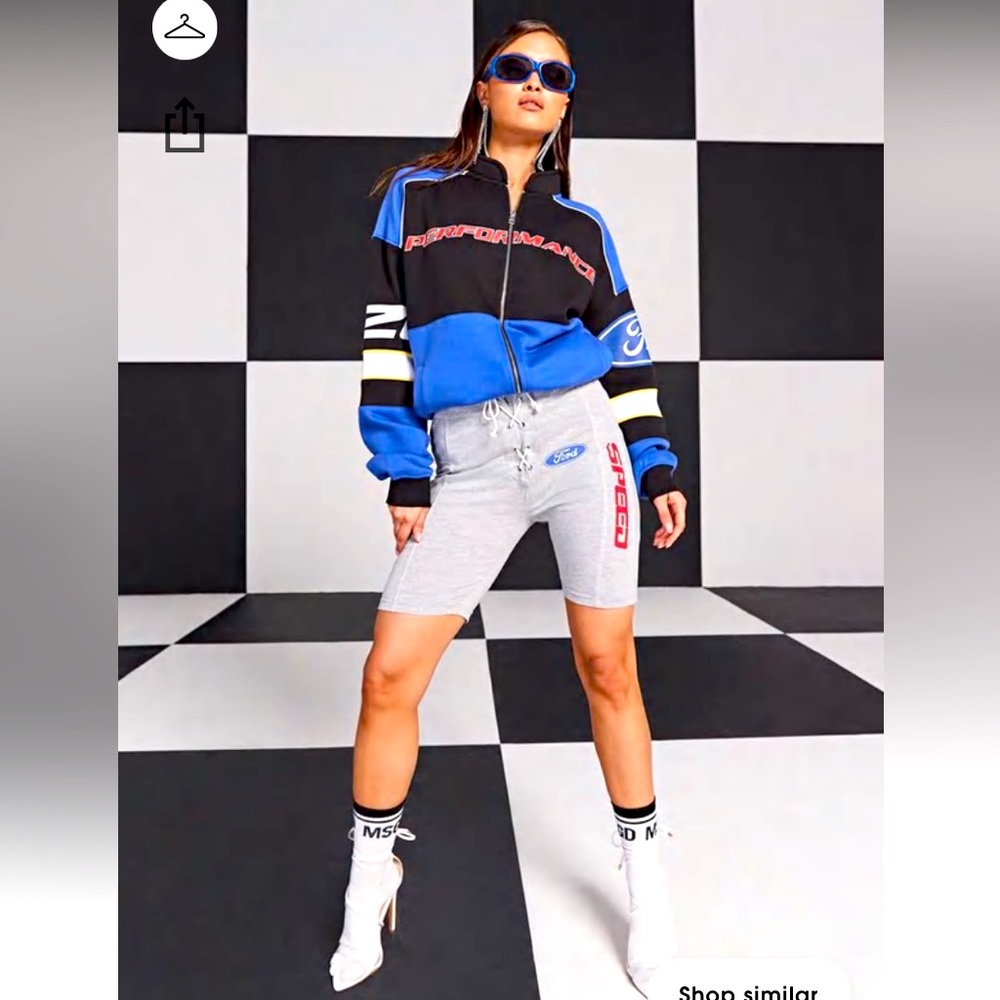 MISSGUIDED X FORD Collection Grey Biker Shorts womens size 6 Brand New